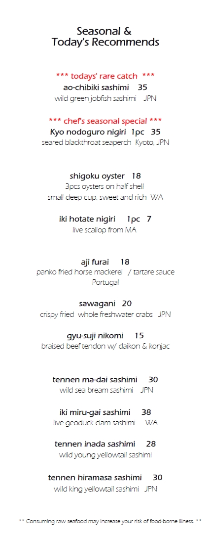Menus | Sushi Taro