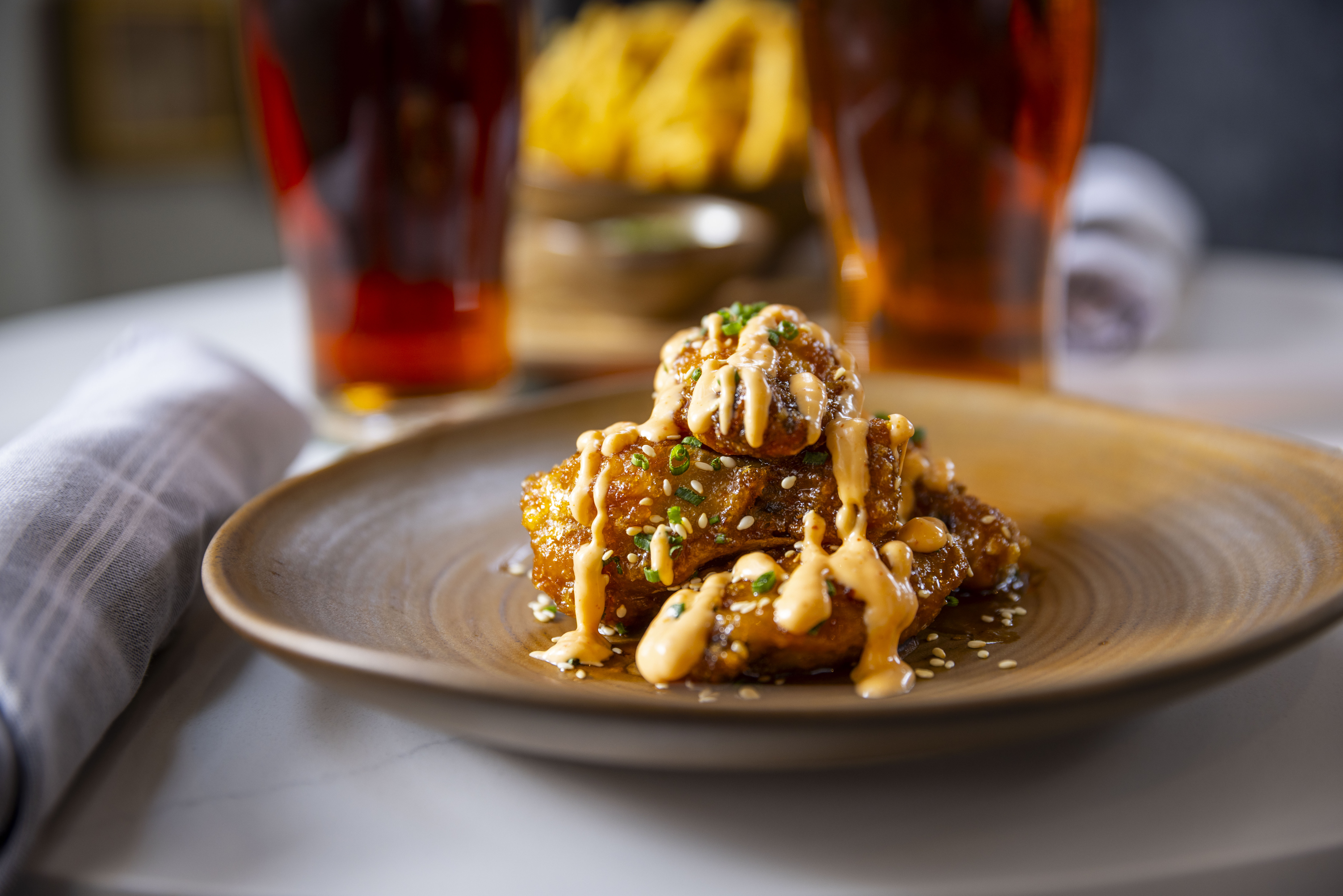 a plate of food with sauce on it
