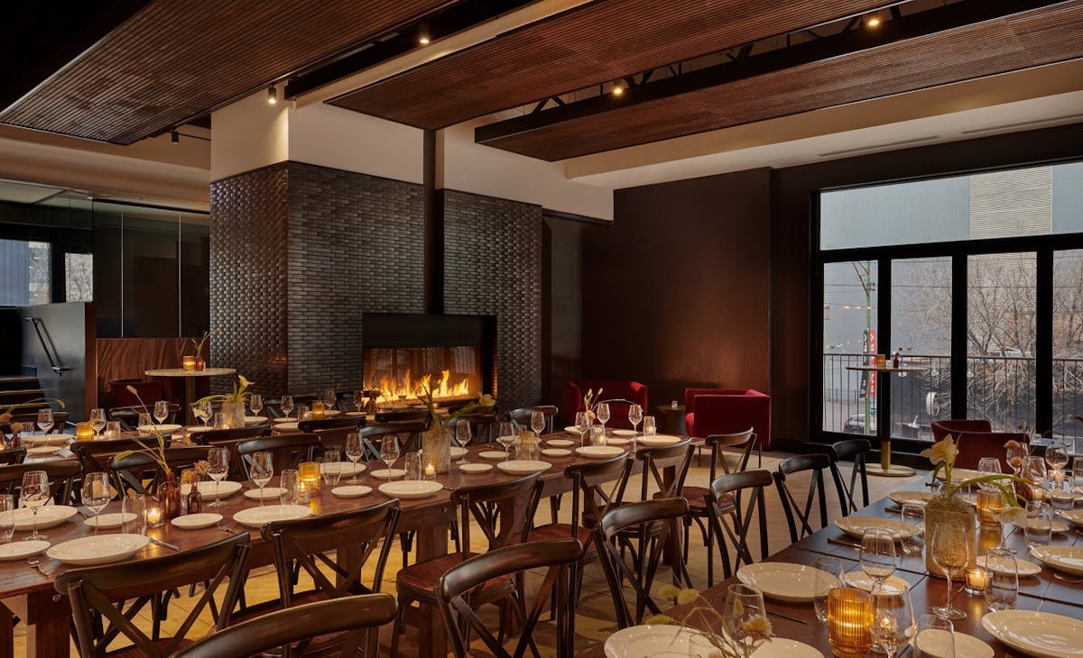 a dining room table in a restaurant