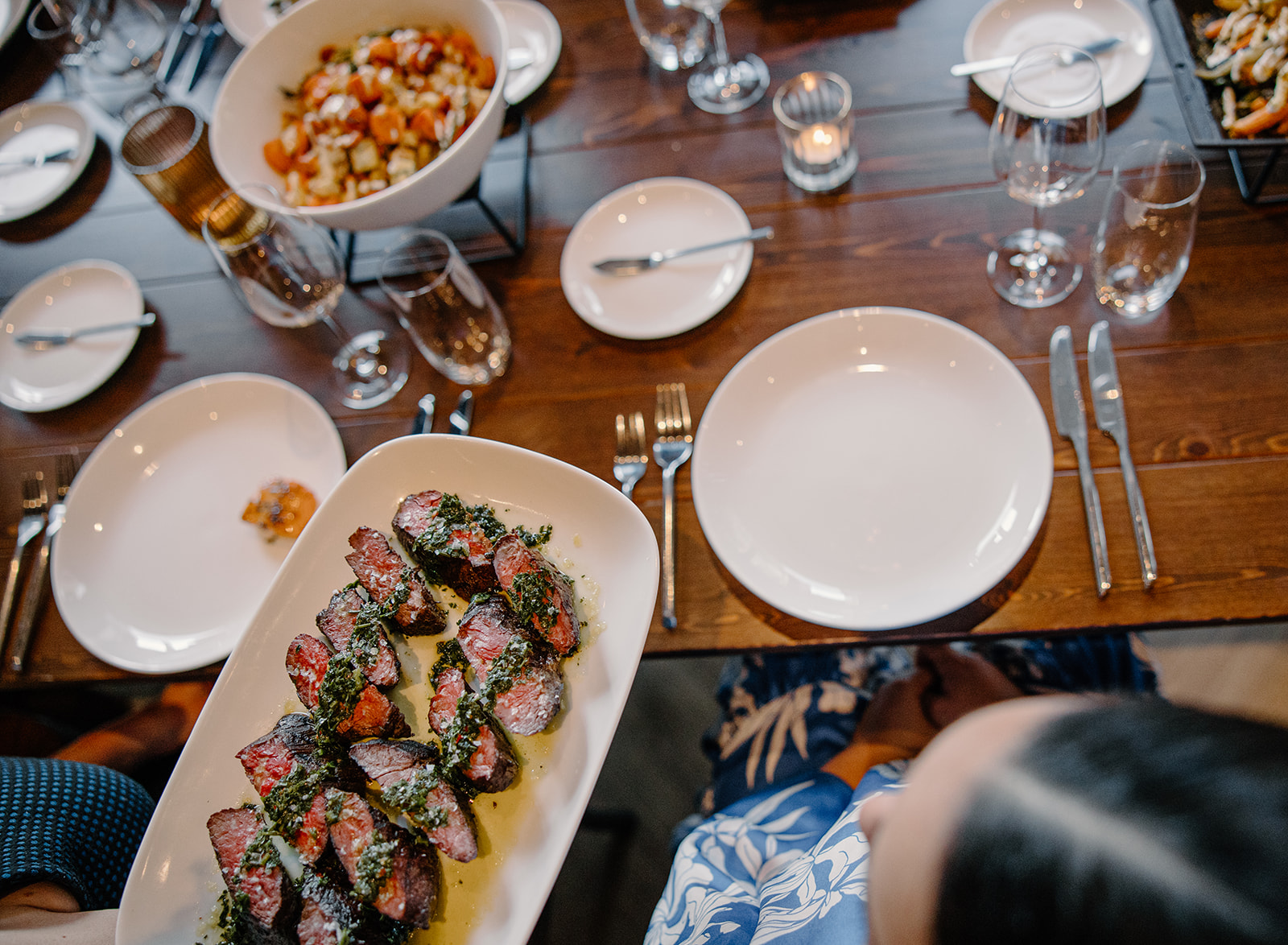 Hanger Steak being served table side