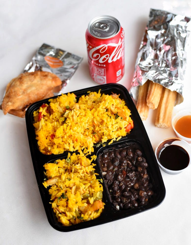 a tray of food on a table