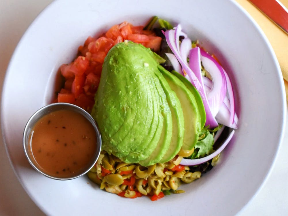 Ensalada De Aguacate Avocado Salad at our Bowery, Manhattan vegetarian and vegan-friendly restaurant.