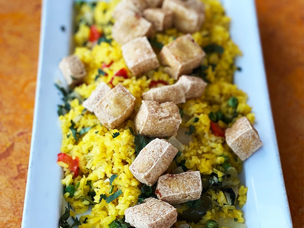 Arroz Con Tofu, one of our vegan and vegetarian food dishes near Clara Barton, NJ.