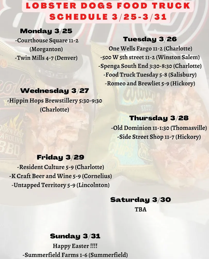 Winston Salem, NC Hours + Location Lobster Dogs Food Truck
