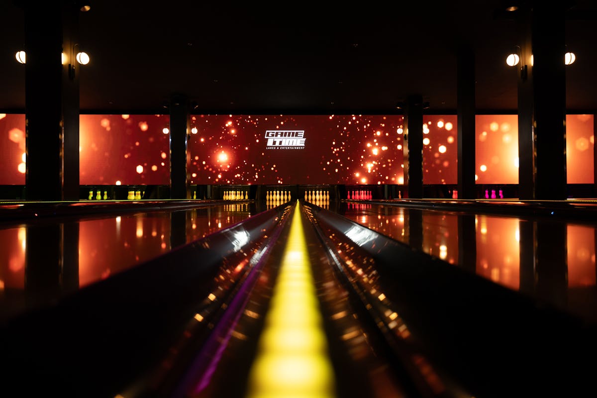 a lit up city at night