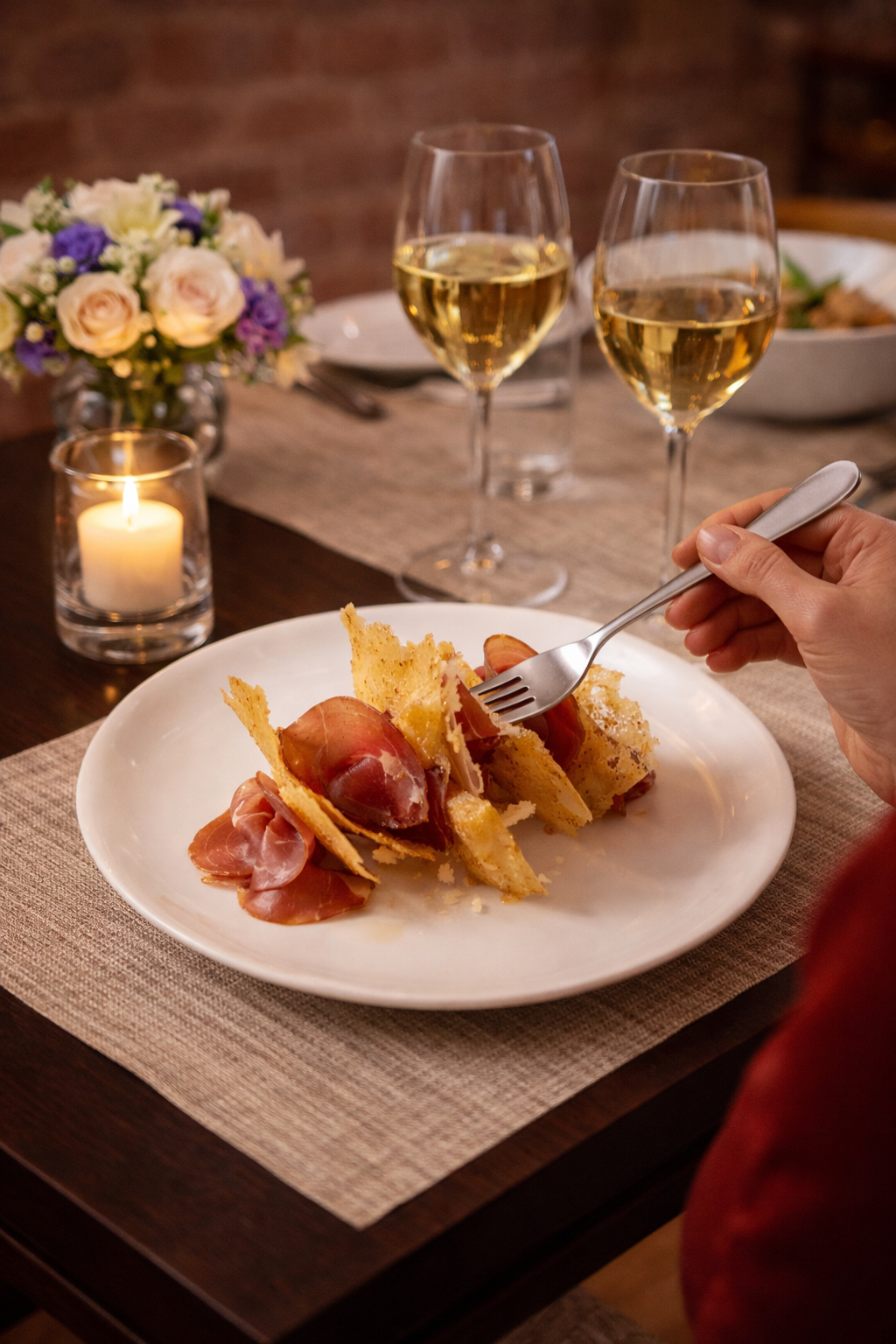 a dish with wine glasses on a table