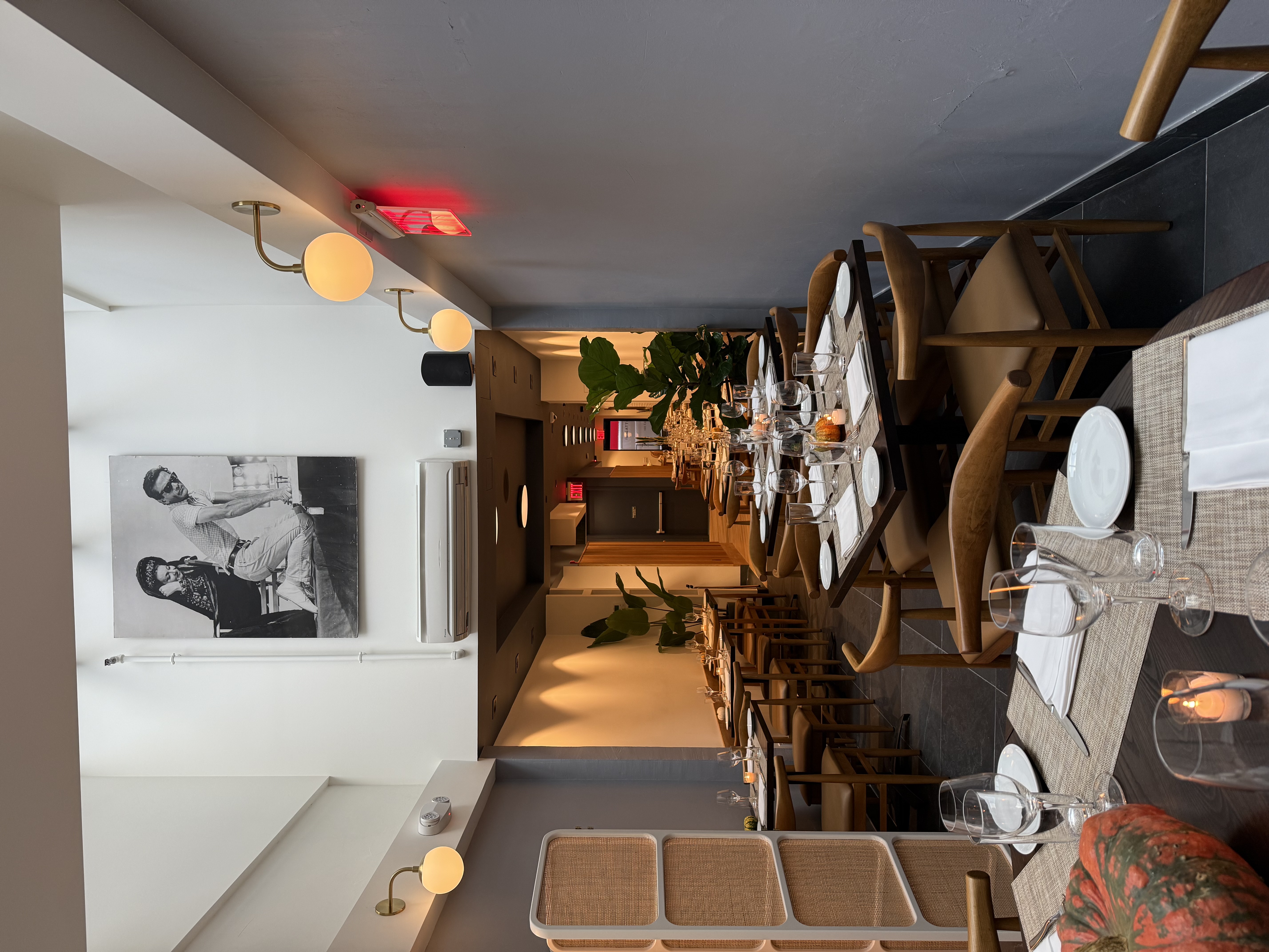 a close up of tables and chairs