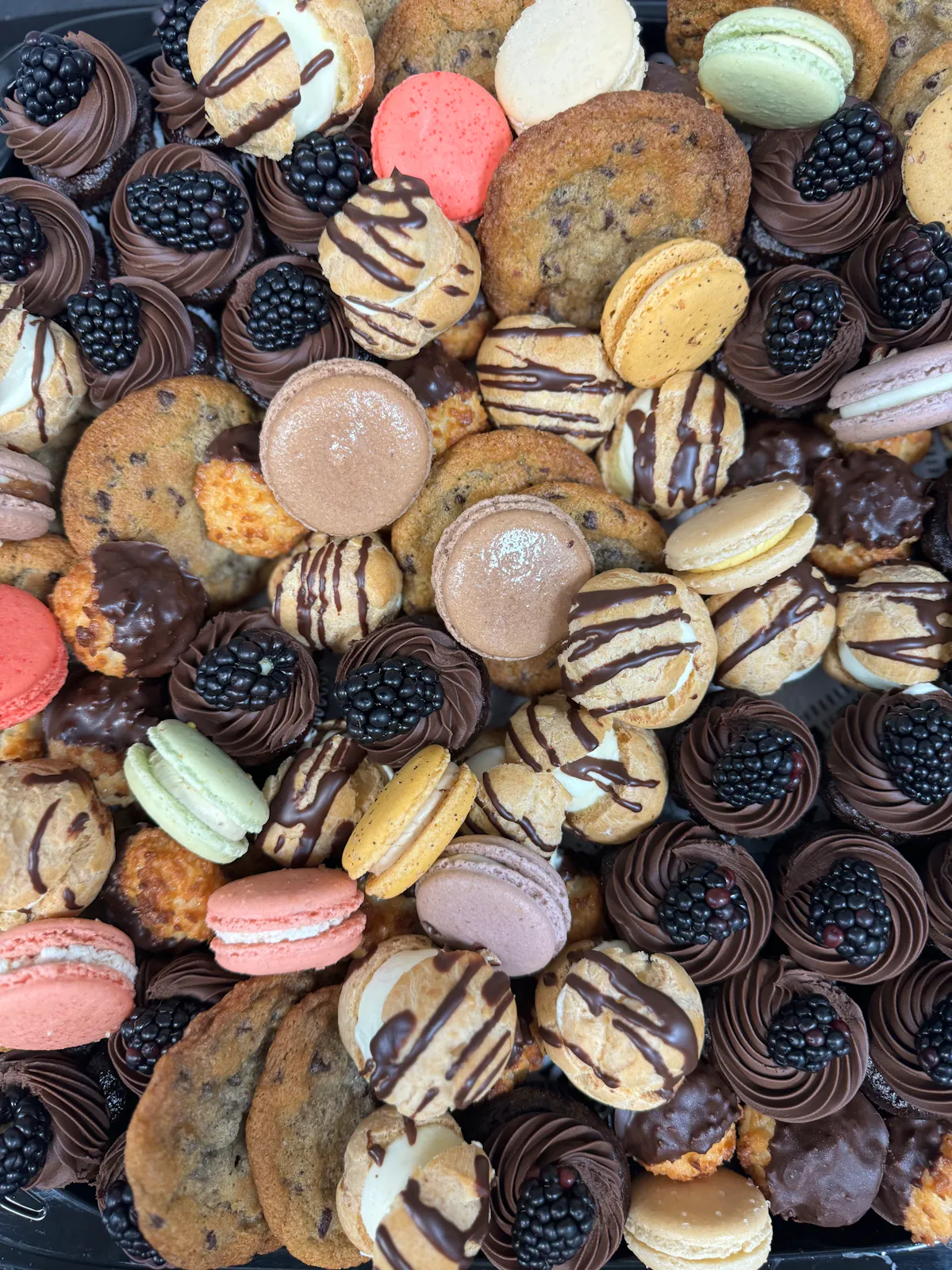 a close up of many different types of food