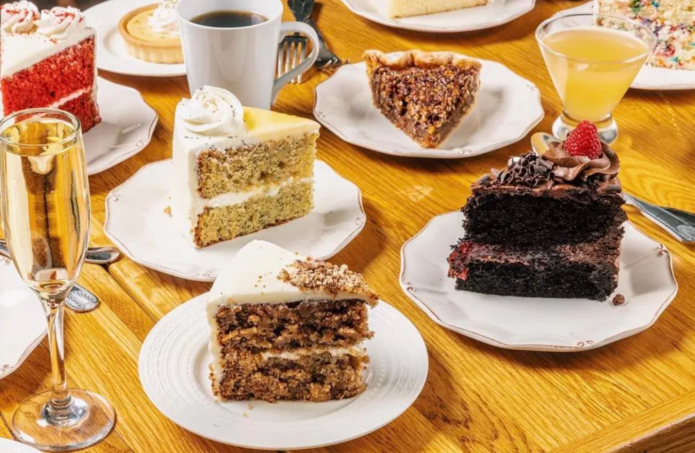 a bunch of food sitting on top of a wooden table