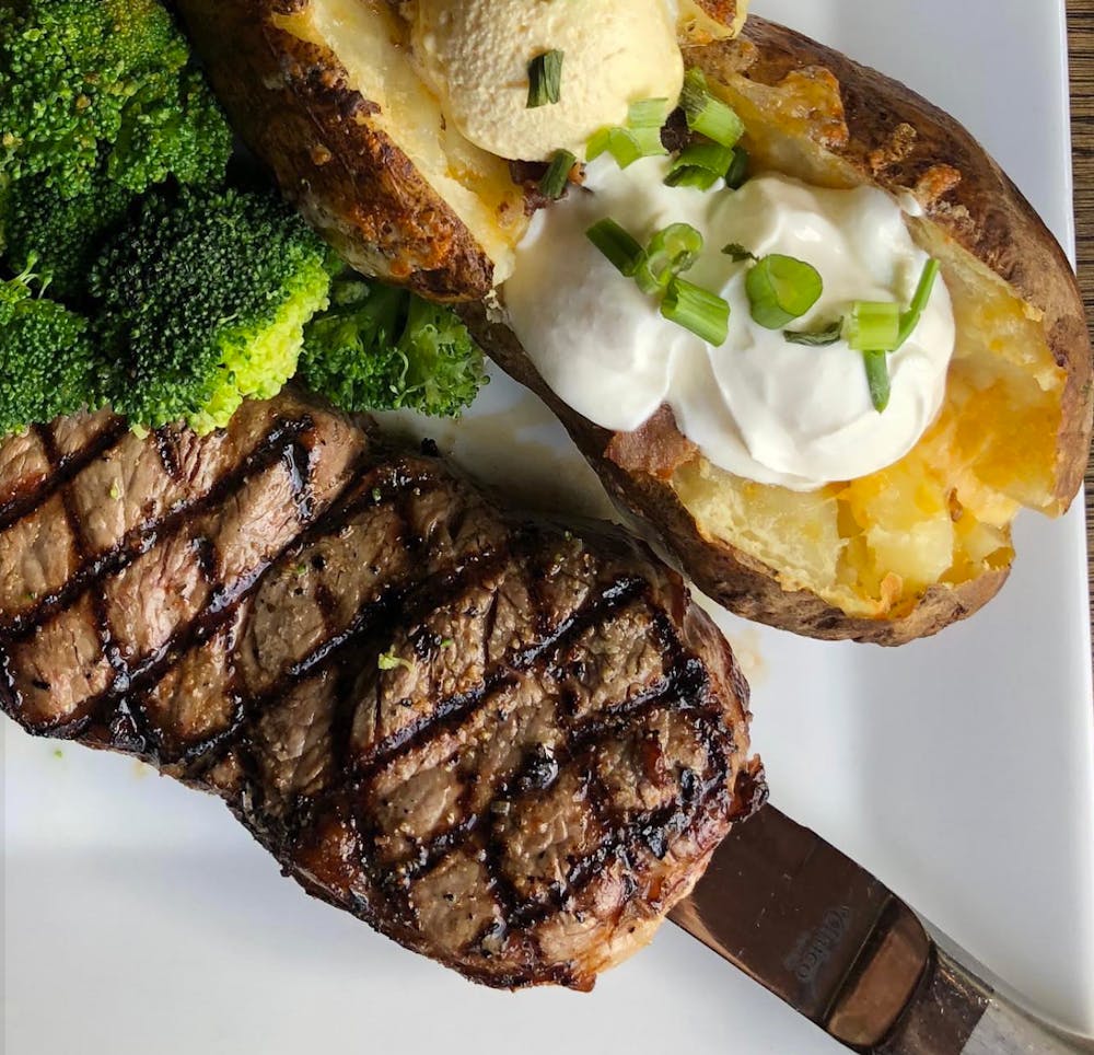 a plate of food with broccoli