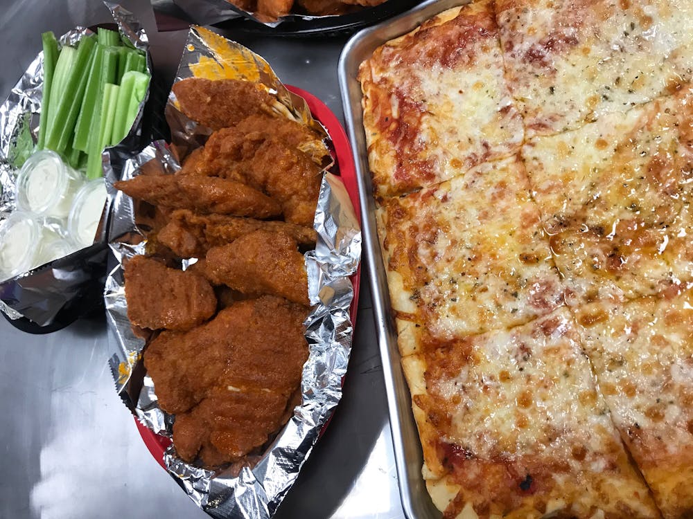 a tray of food on a plate