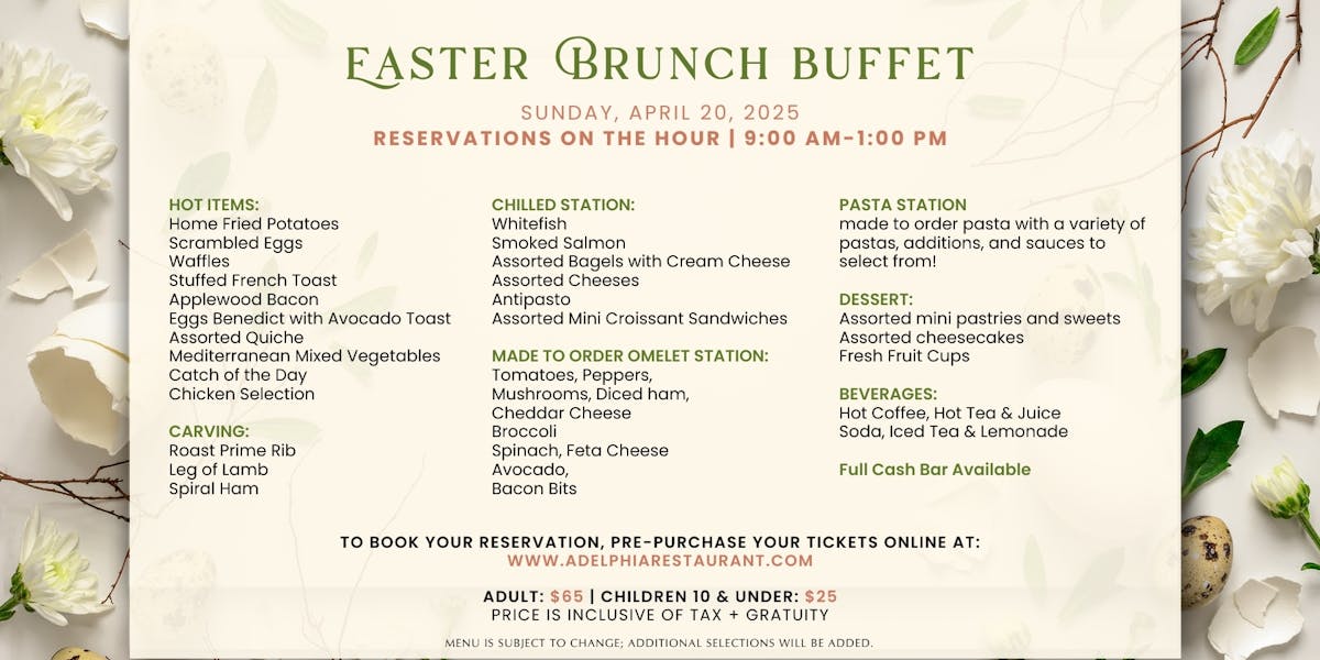 Easter Sunday Brunch Buffet, April 20, 2025 | Wedding Venue in Deptford ...