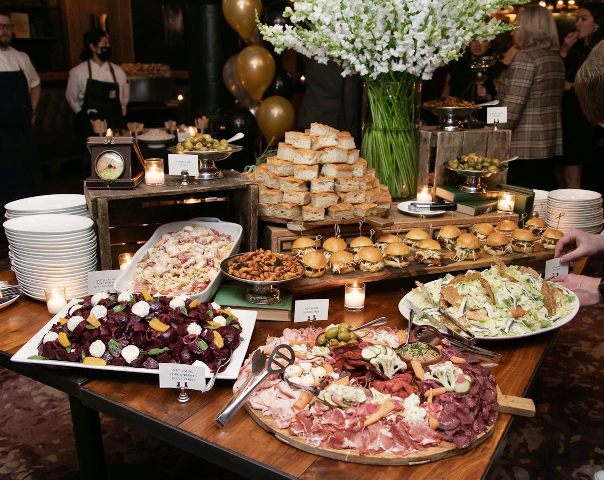 a bunch of food on a table