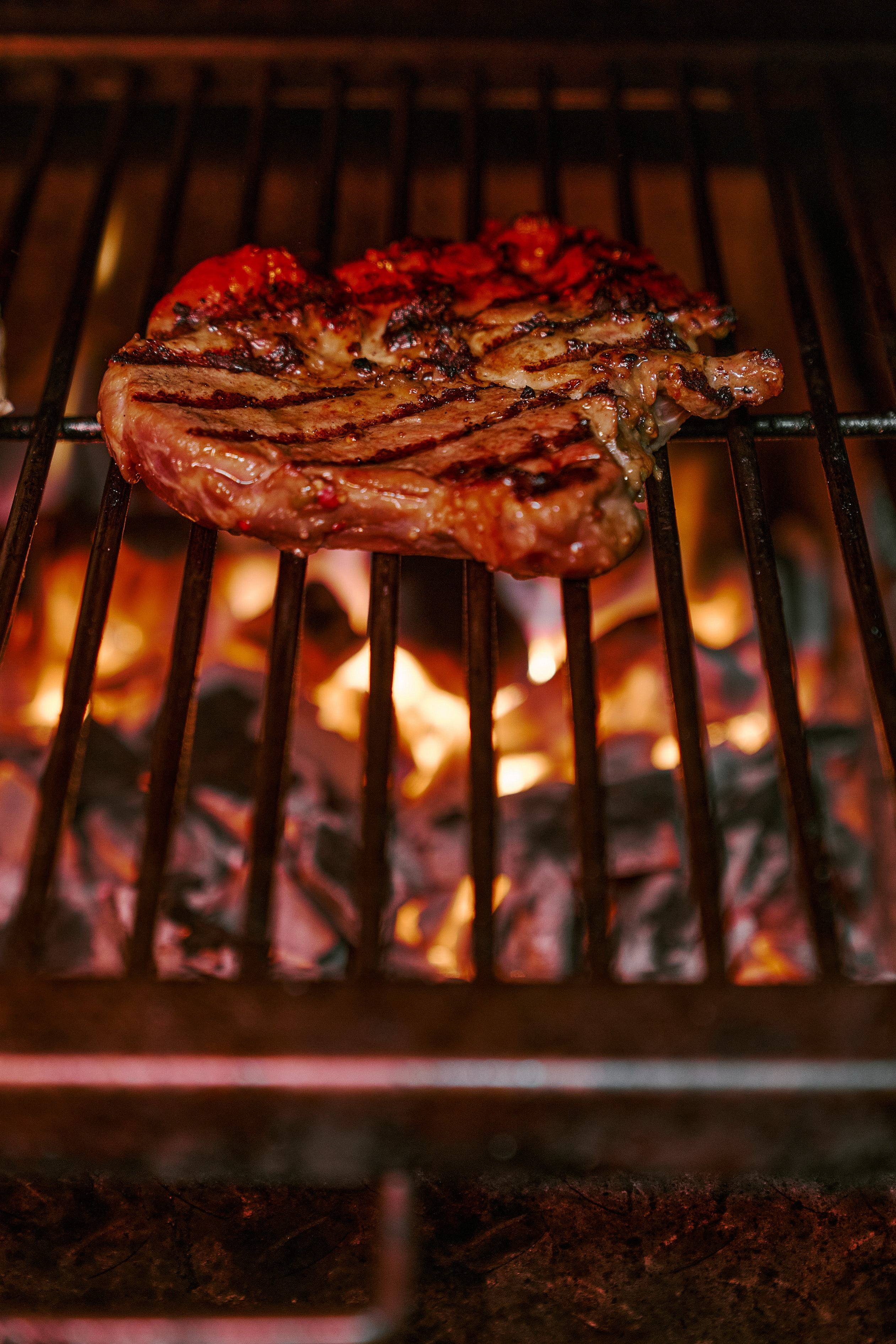 a close up of food on a grill