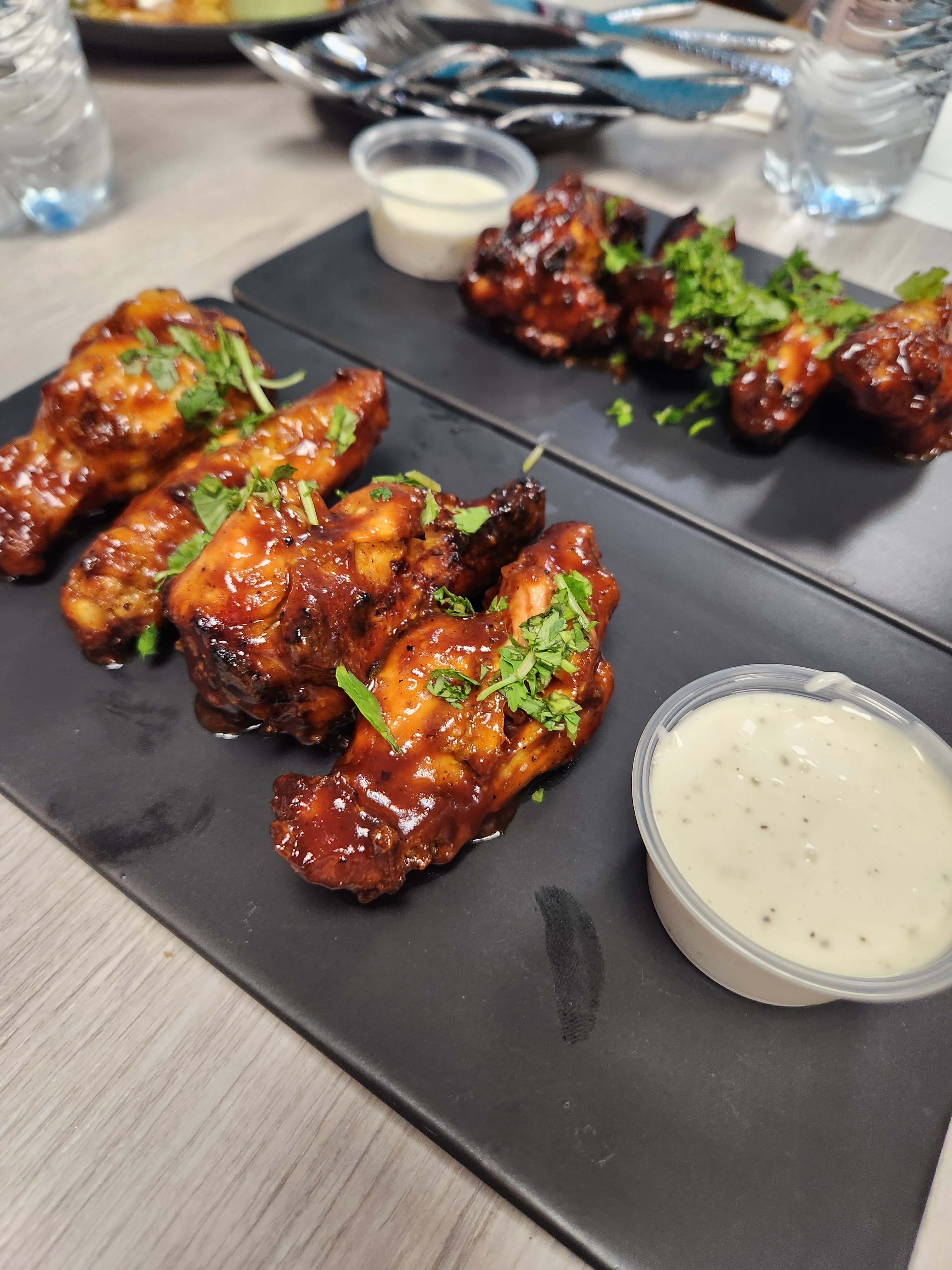 Premium Flamed Grilled Chicken Wings BBQ, Sweet Chili or Buffalo with Ranch Dipping sauce