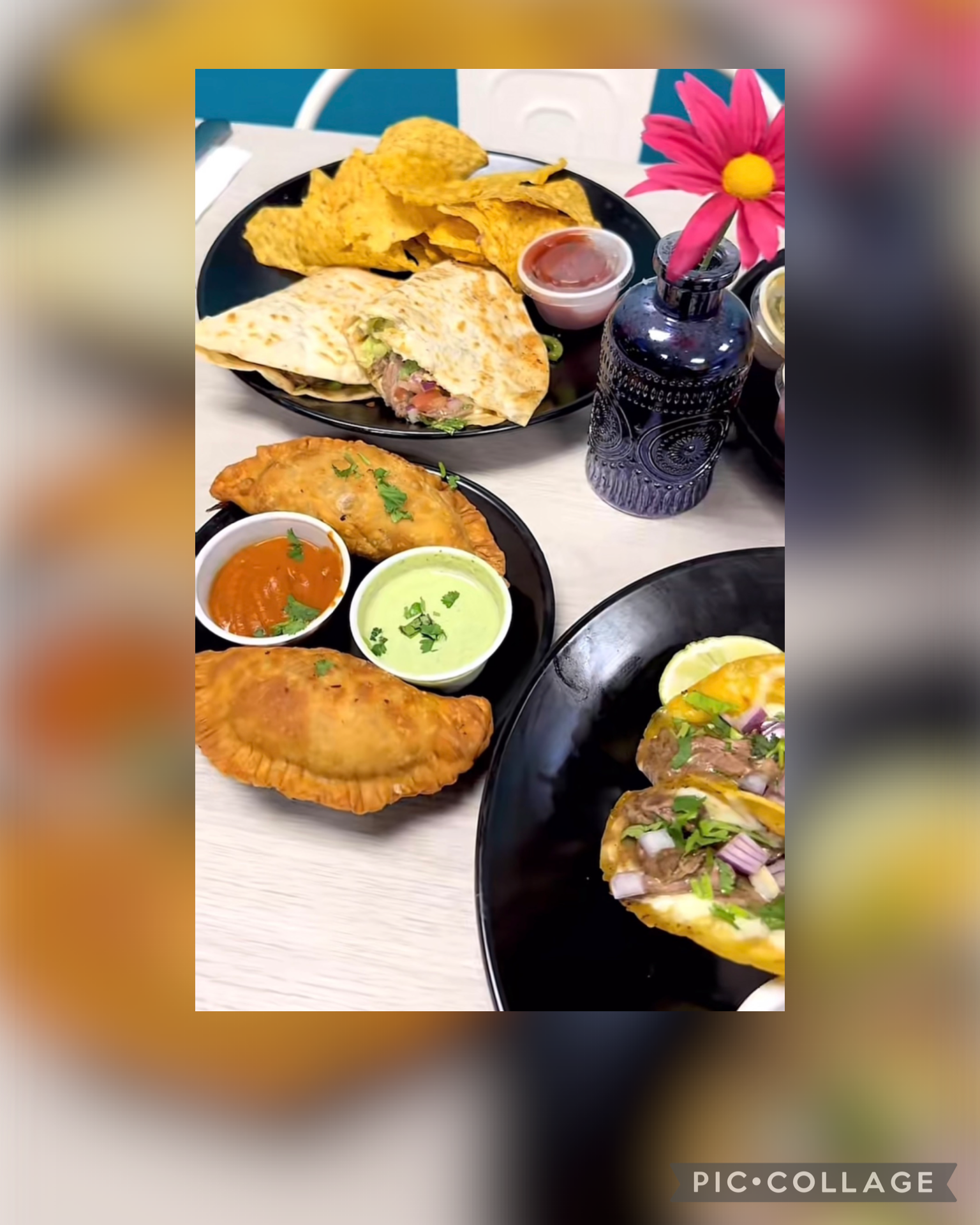 Samosa + Empanada Fusion to make Samosa-nadas with Butter Chicken Filling and mint chutney Dip