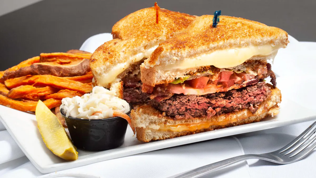 a sandwich cut in half on a plate