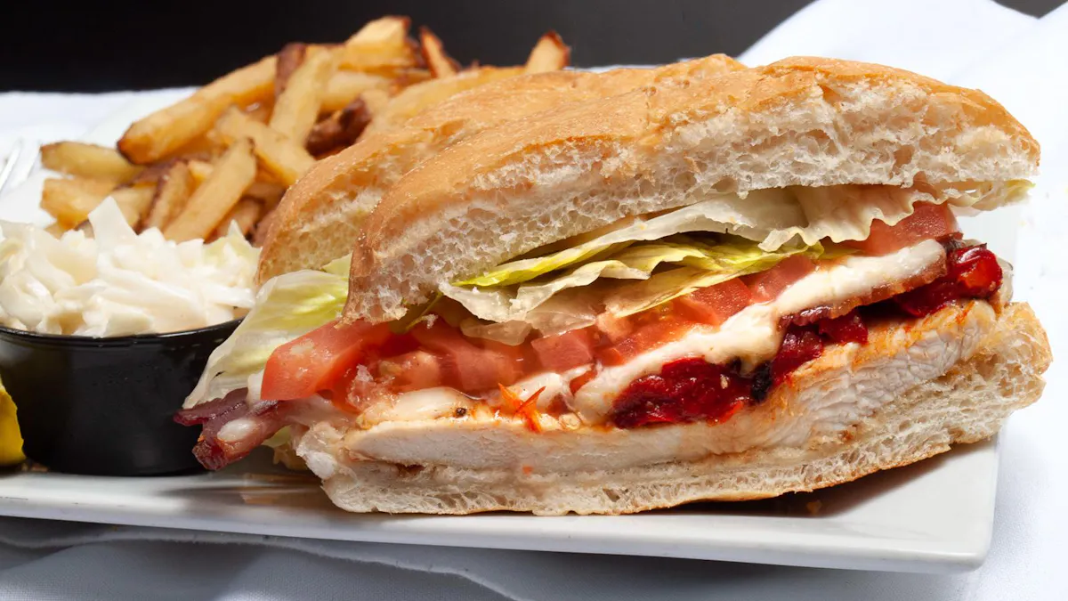a close up of a sandwich on a plate