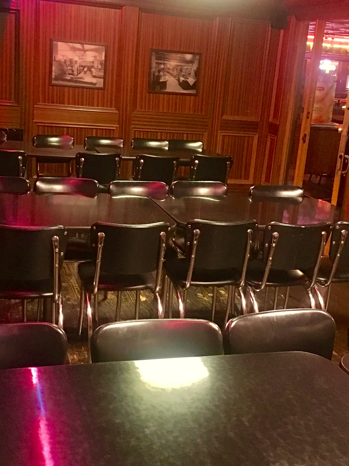 a restaurant chairs and table