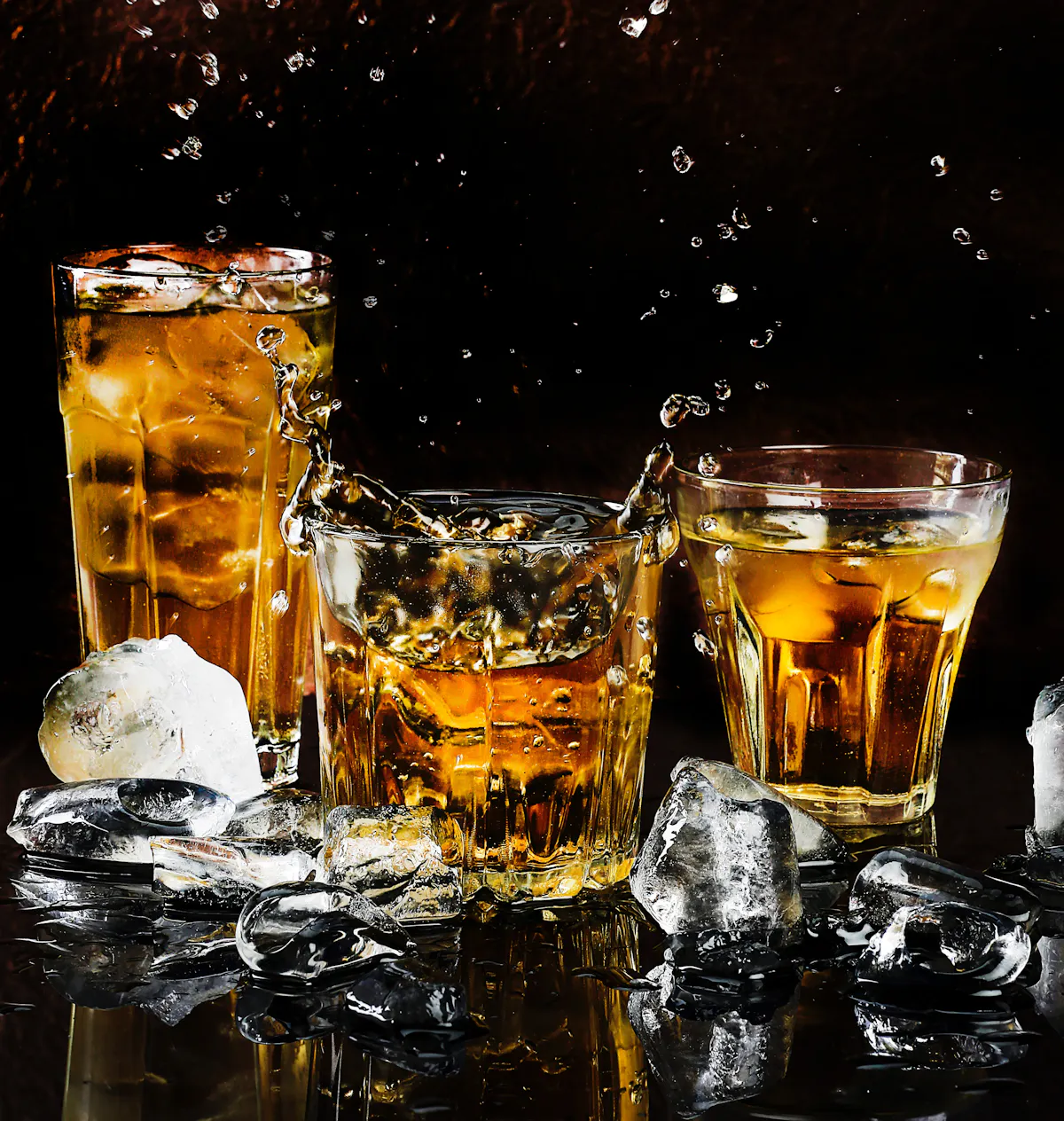 a group of glass bottles on a table