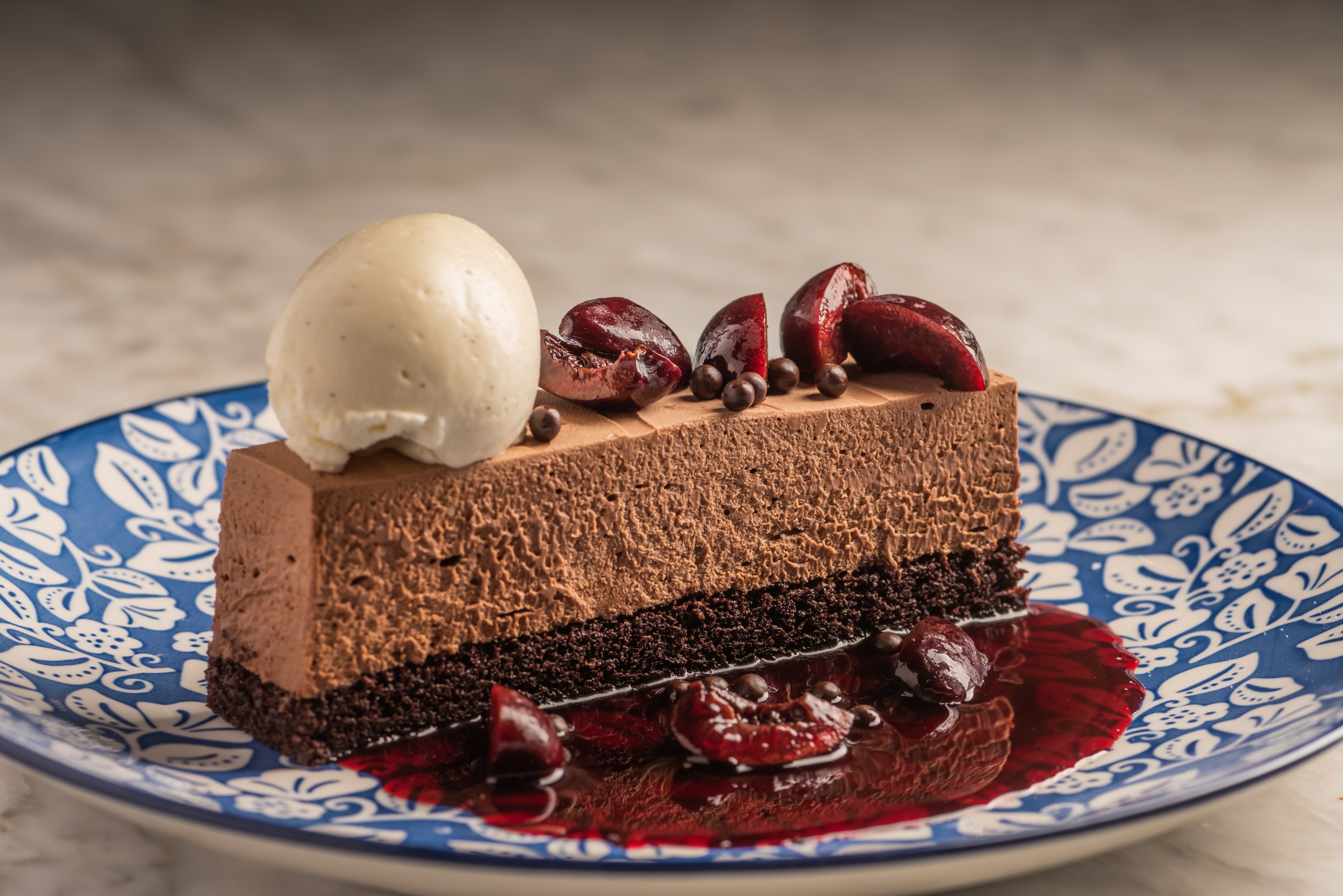 chocolate cake with cherries