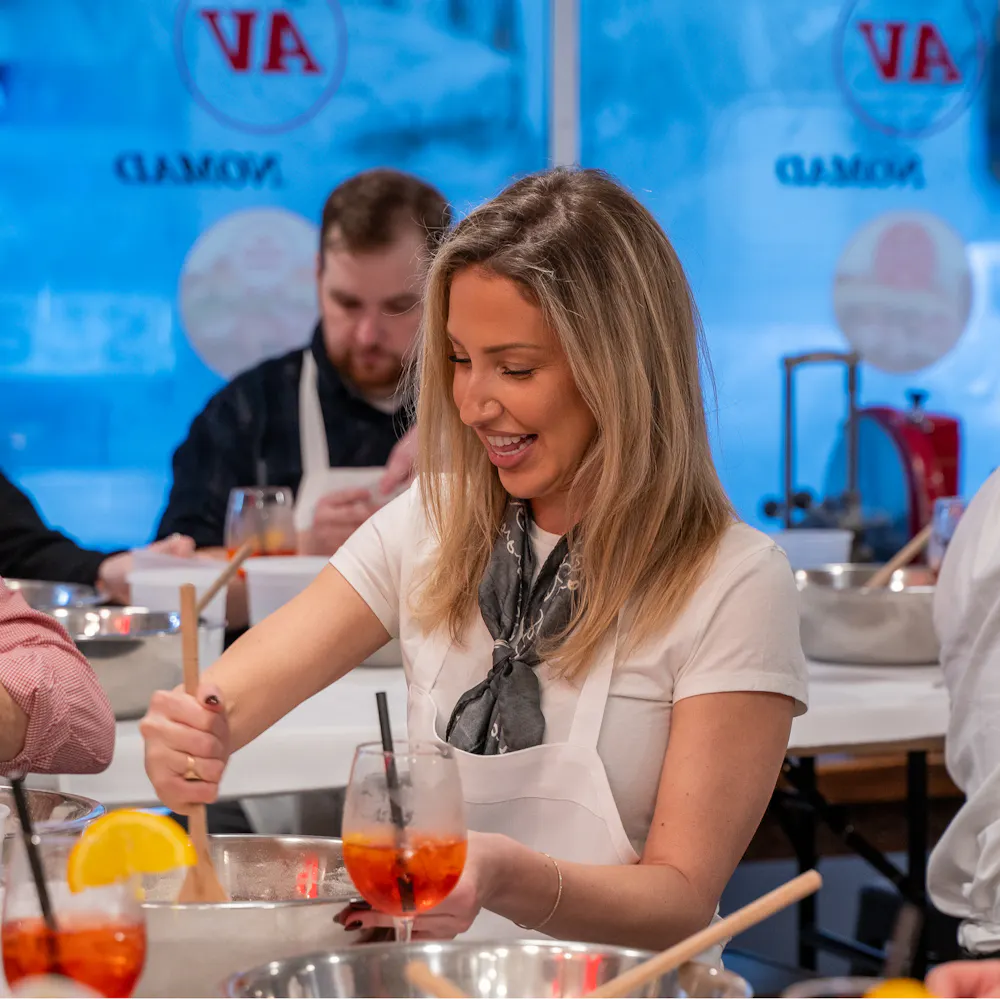 a person preparing food in a restaurant