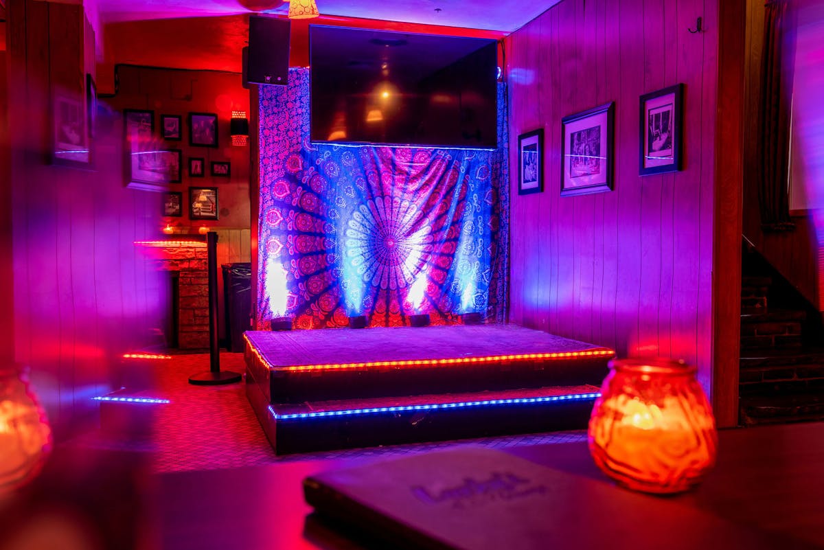 a lit up room