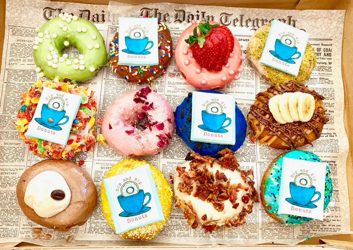different flavored and decorated donuts
