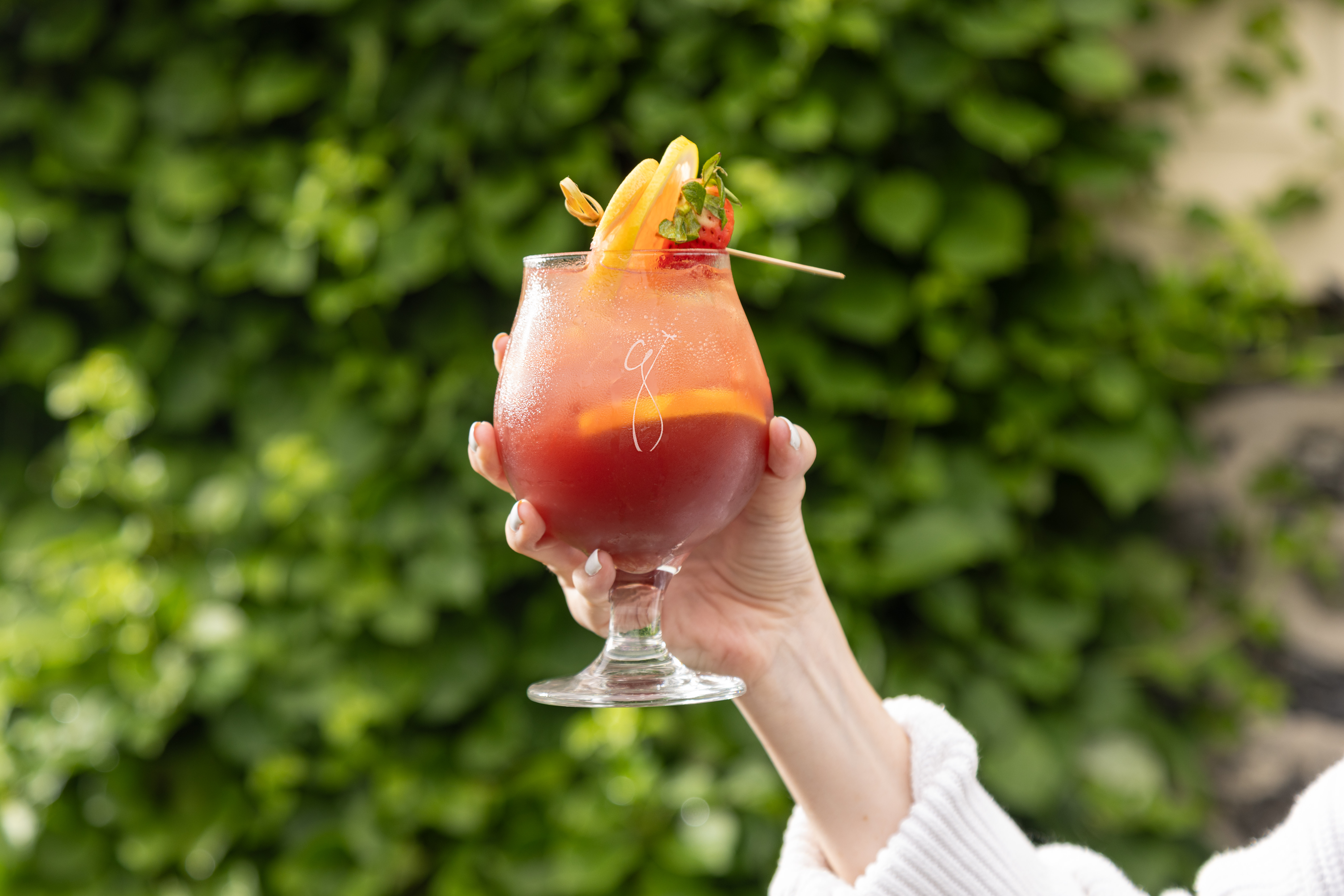 a hand holding a glass of wine