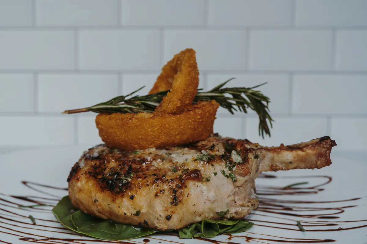 a plate of food with a fork and knife