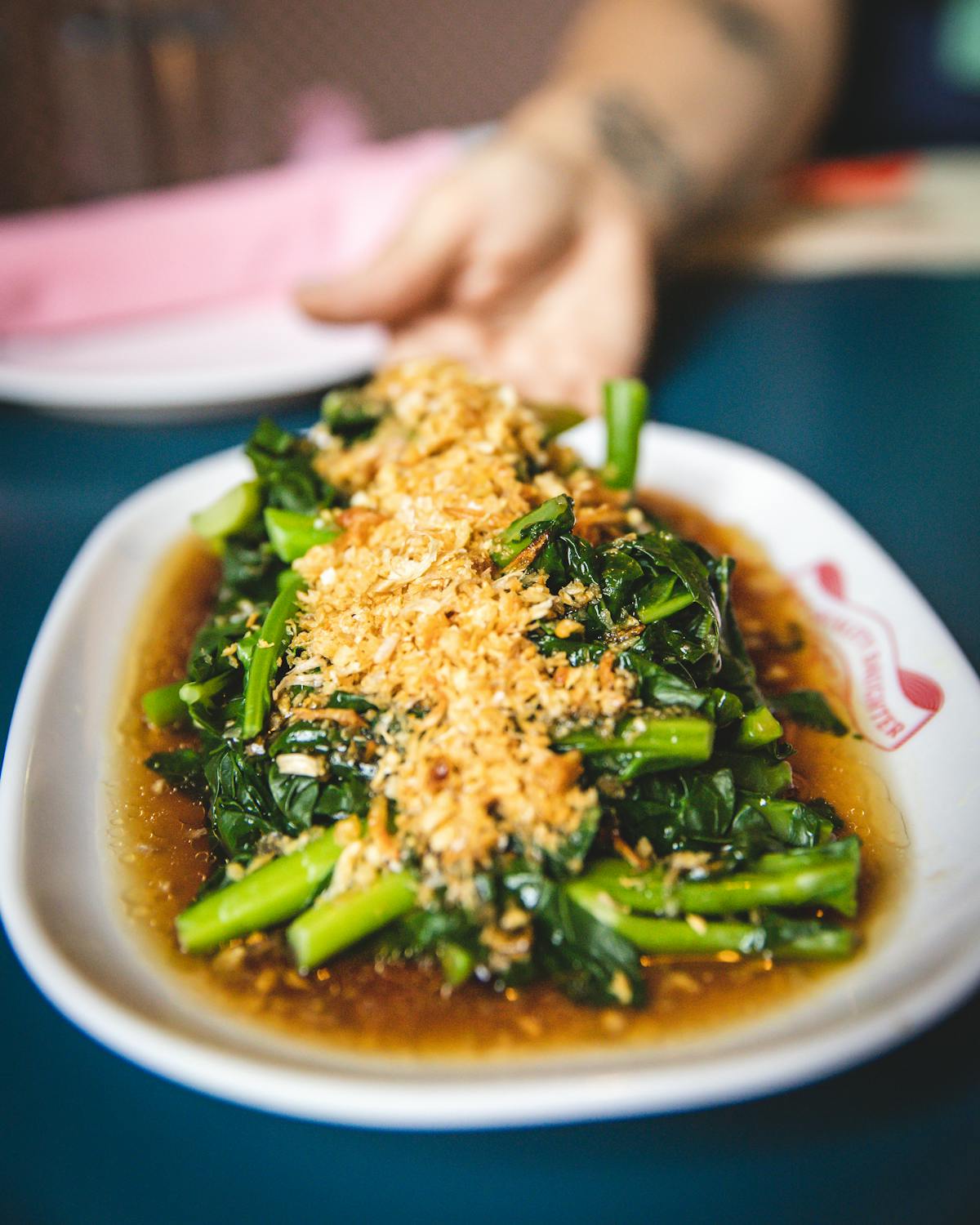 a plate of food with broccoli