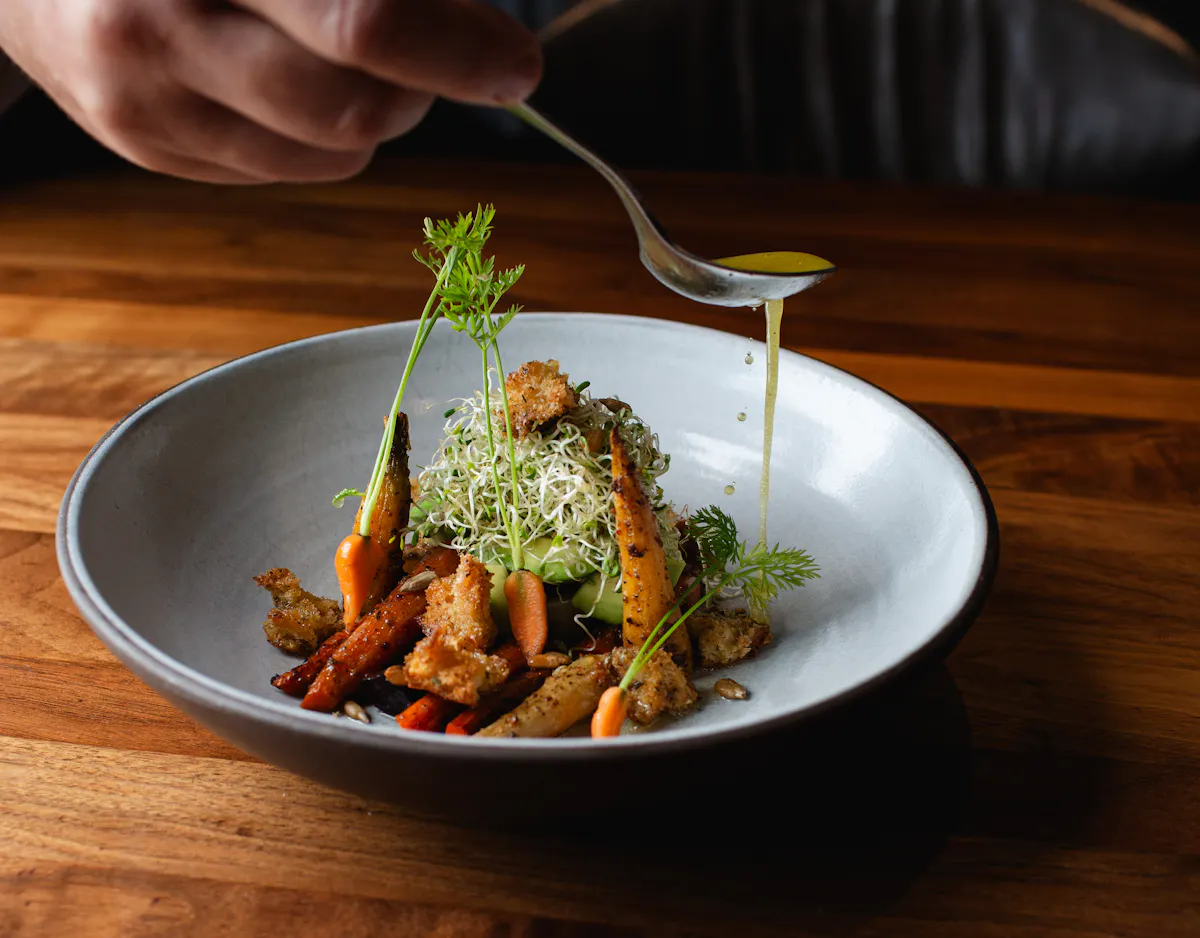 a plate of food with broccoli