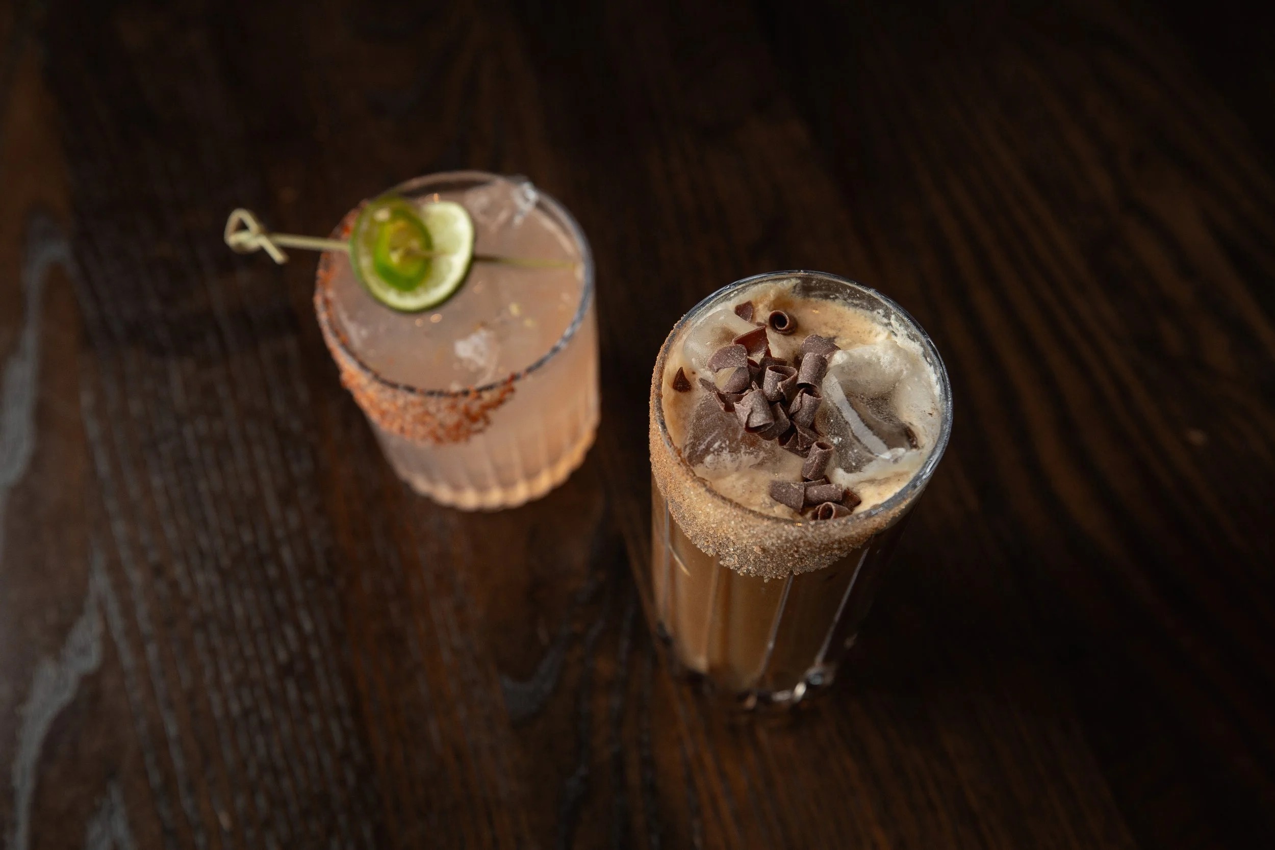 two drinks on a table