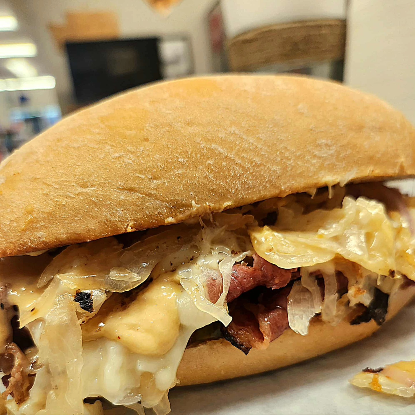 a close up of a sandwich on a plate