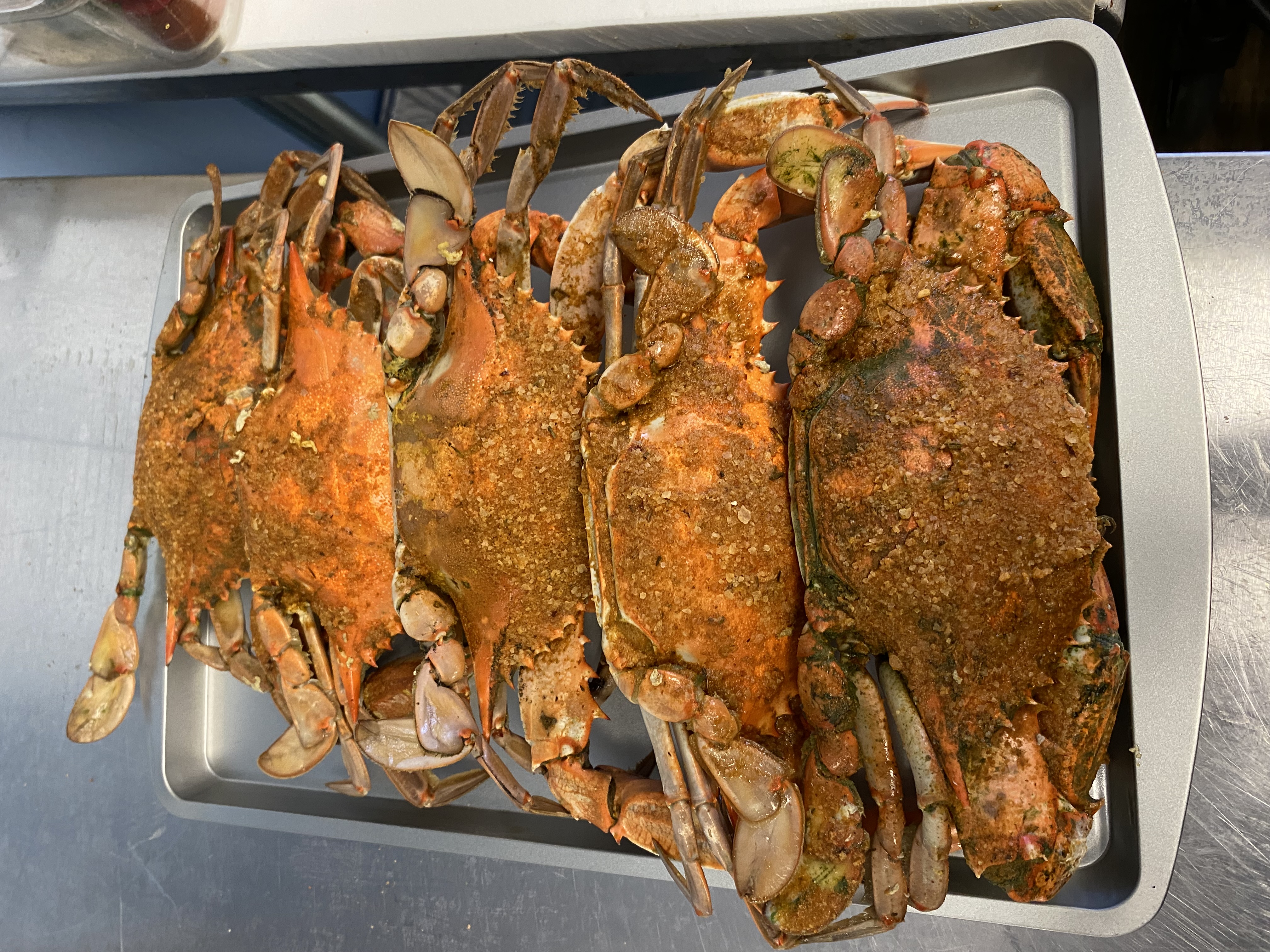 a crab on a tray