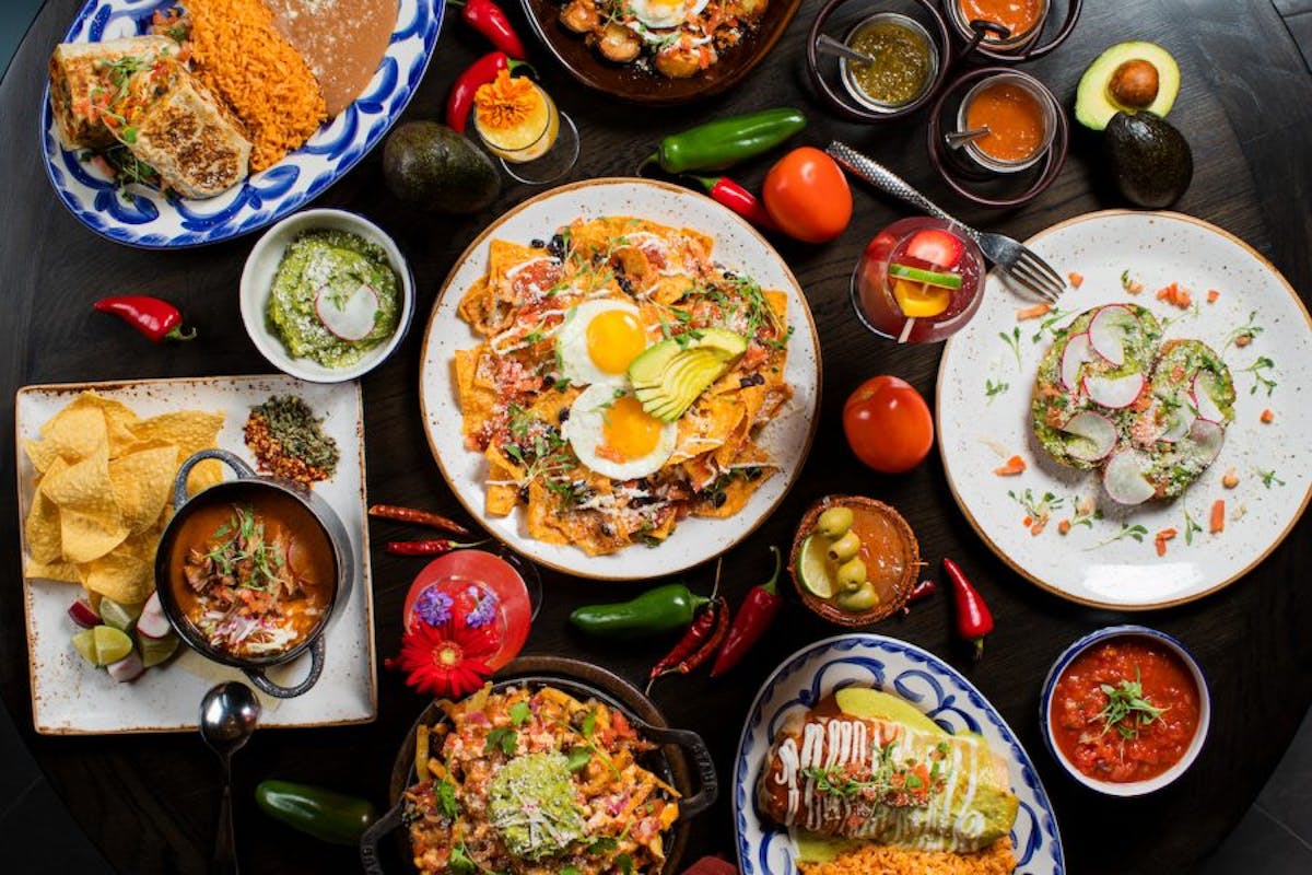 many different types of food on a table
