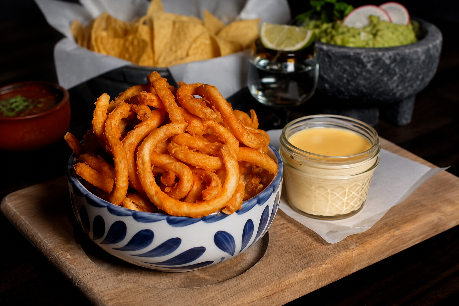 nacho curly fries, a standout on the happy hour henderson menu at borracha