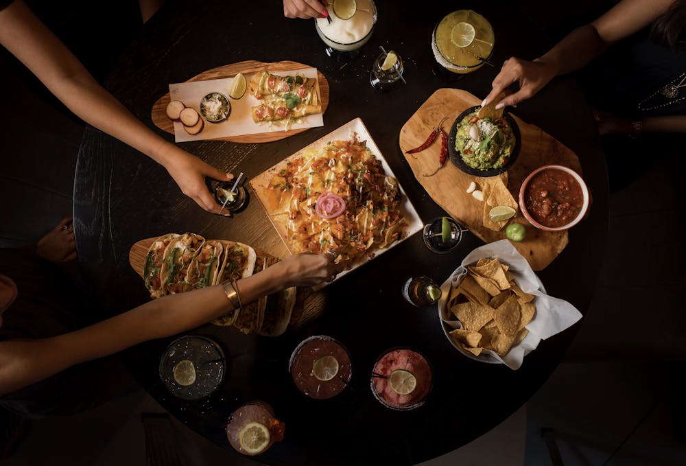 group spread at this henderson mexican for thanksgiving dinner