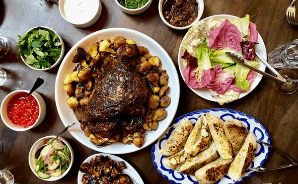 many different types of food on a plate on a table
