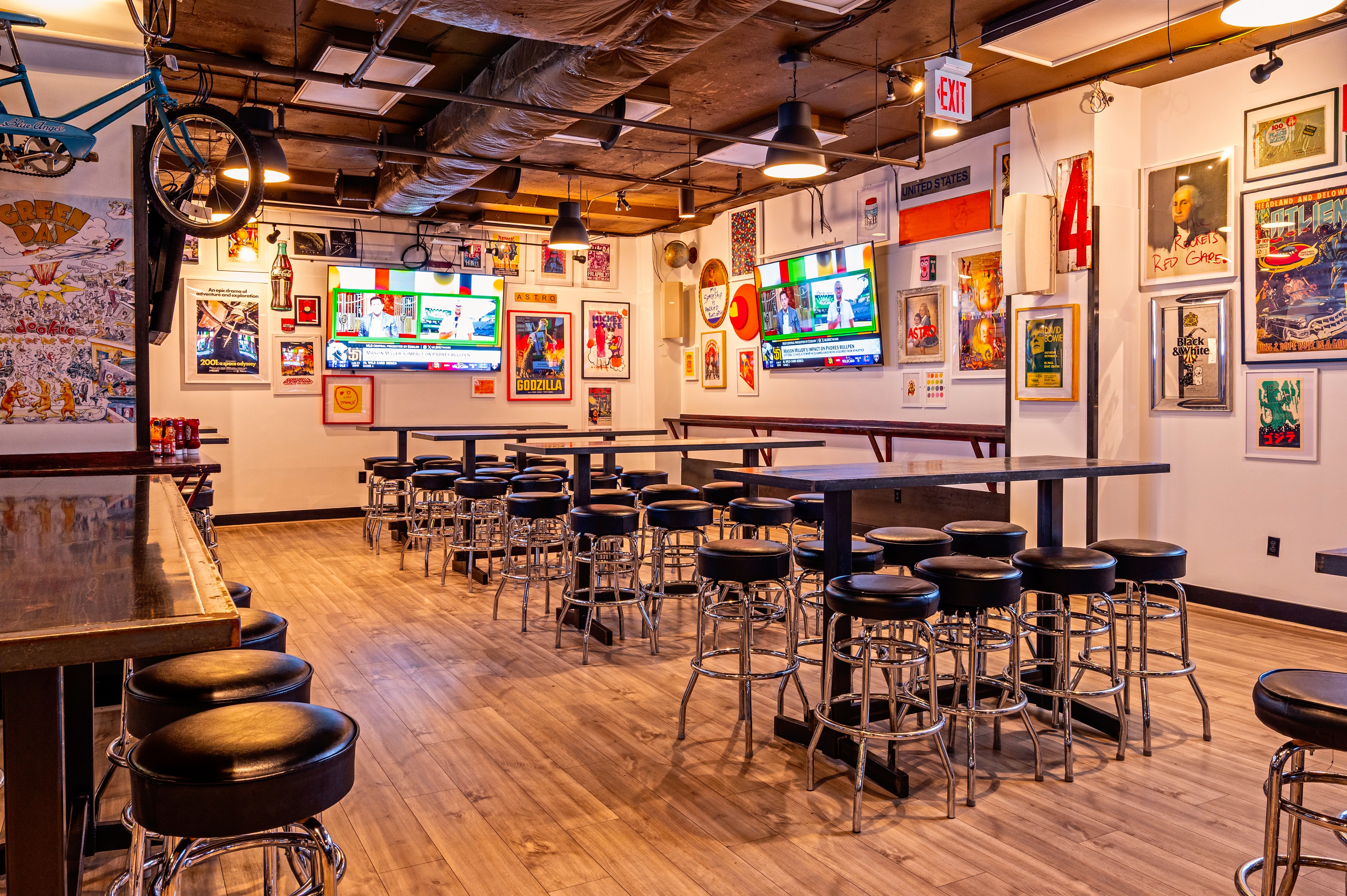 a chair sitting in front of a store