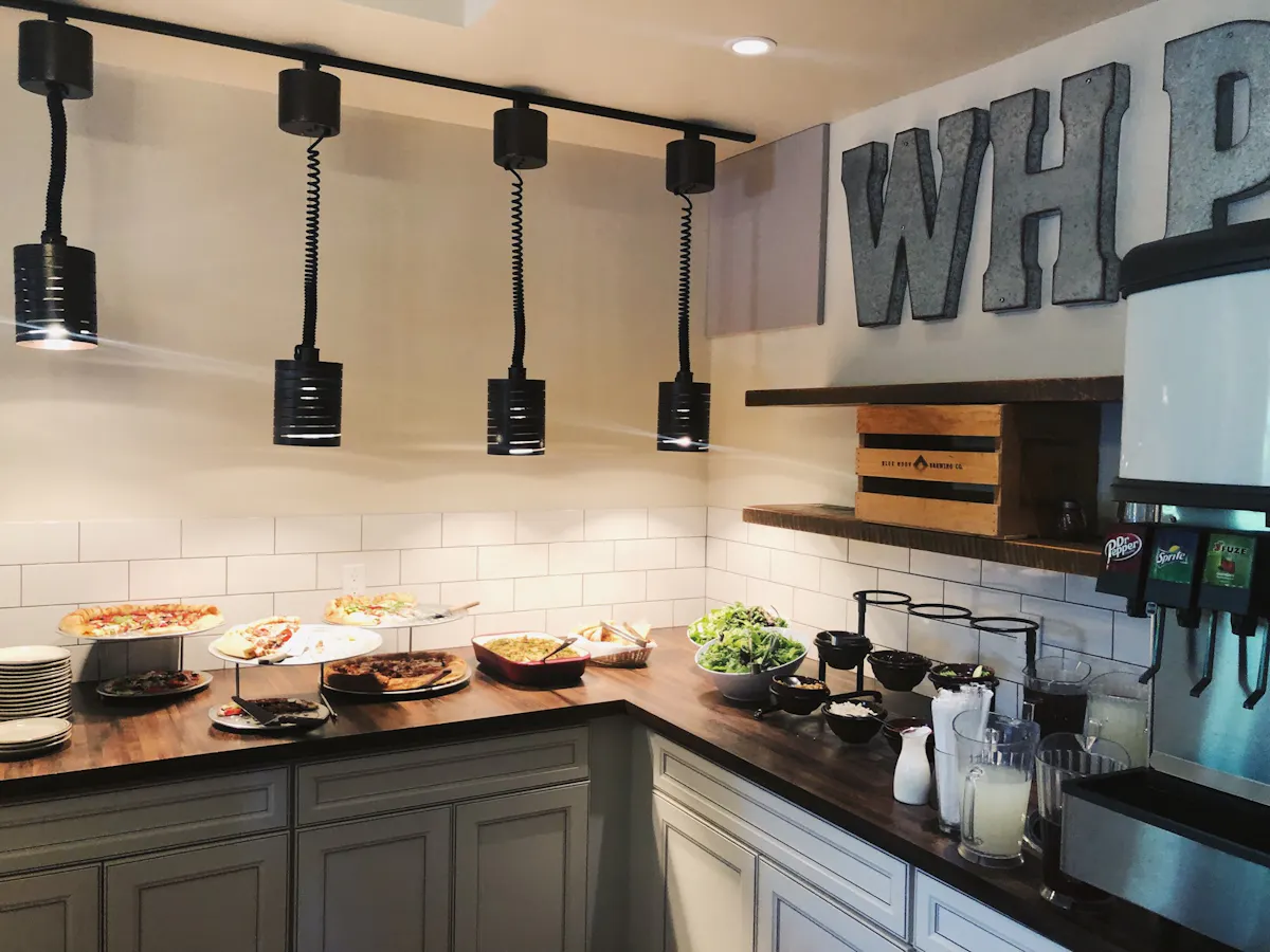 a kitchen with a sink and a counter