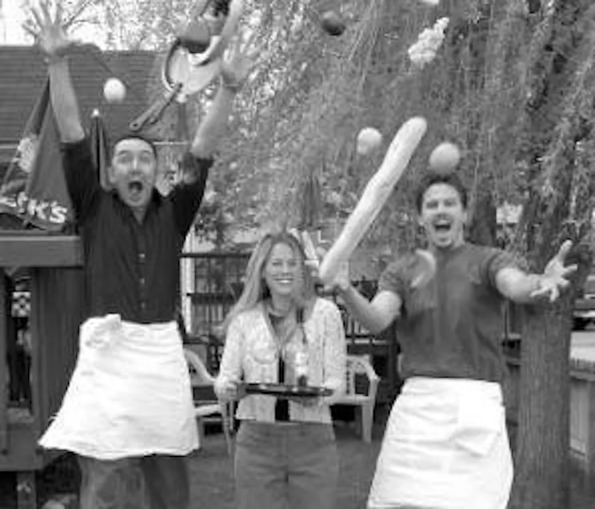 three people celebrating 