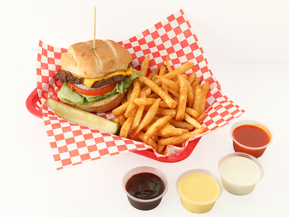 a sandwich and fries on a table