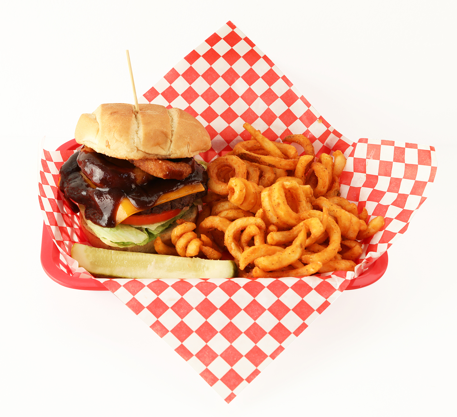 a basket of fries and a sandwich