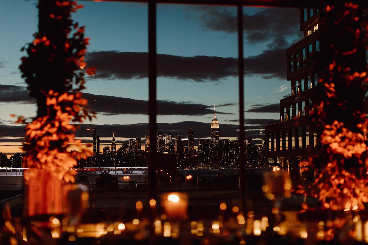 a view of a city at night