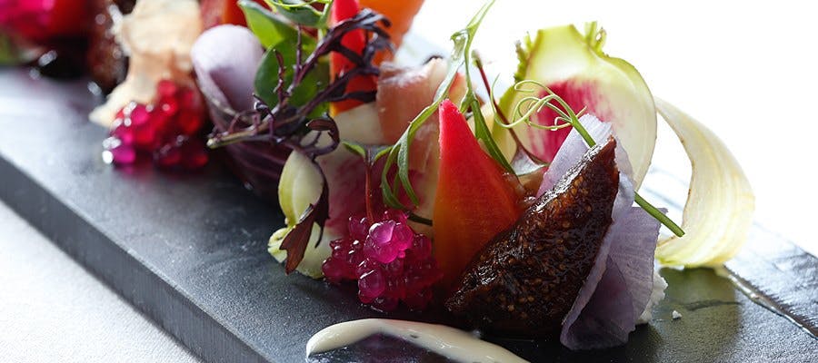 a close up of food on a plate