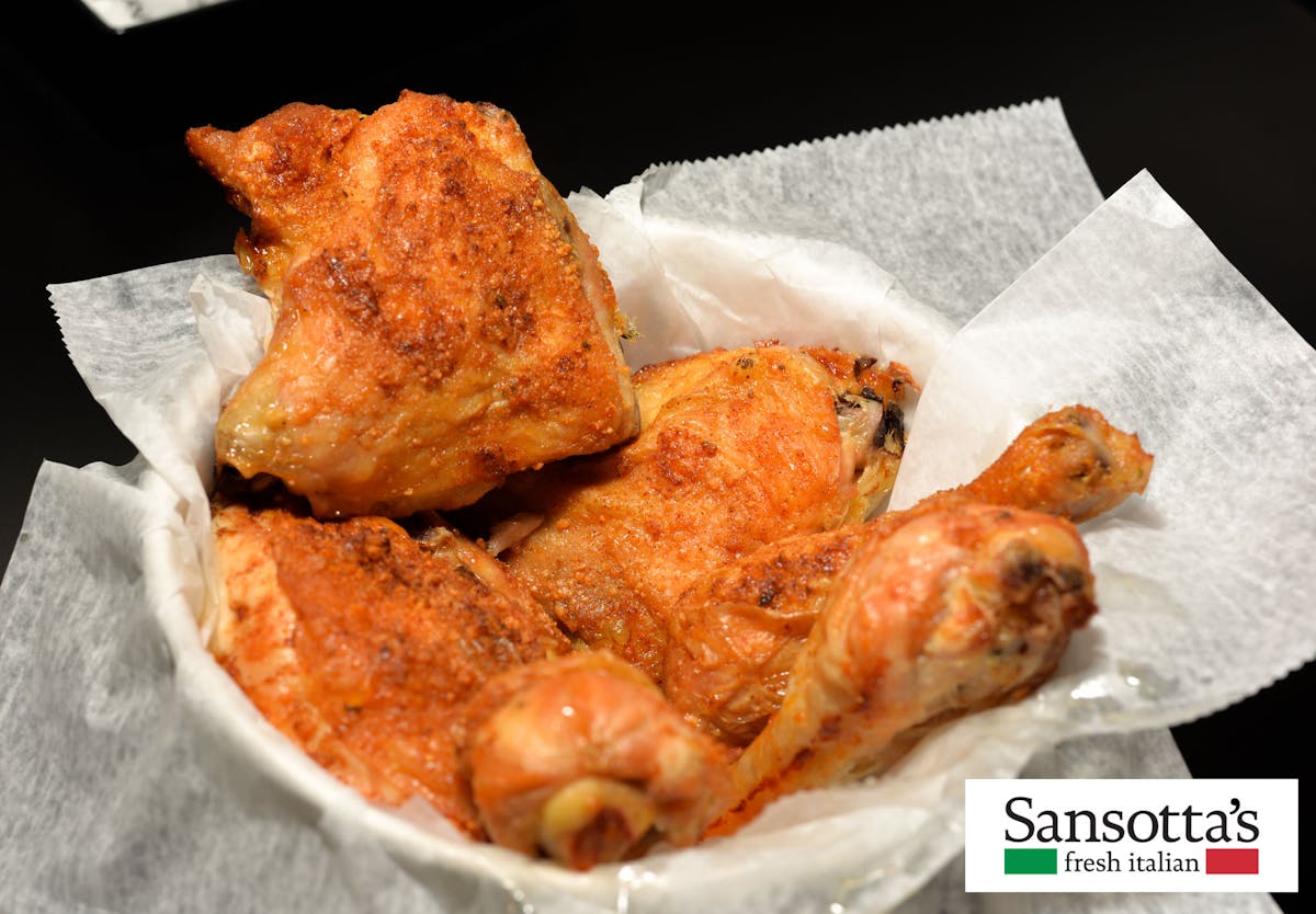 a basket of chicken pieces 