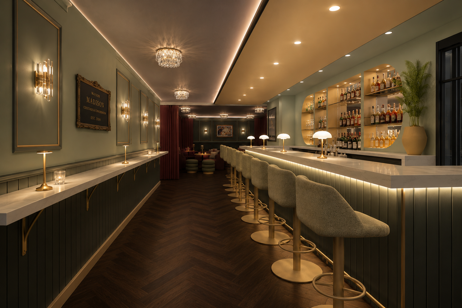 Maison Madison bar with refined cocktail lounge atmosphere