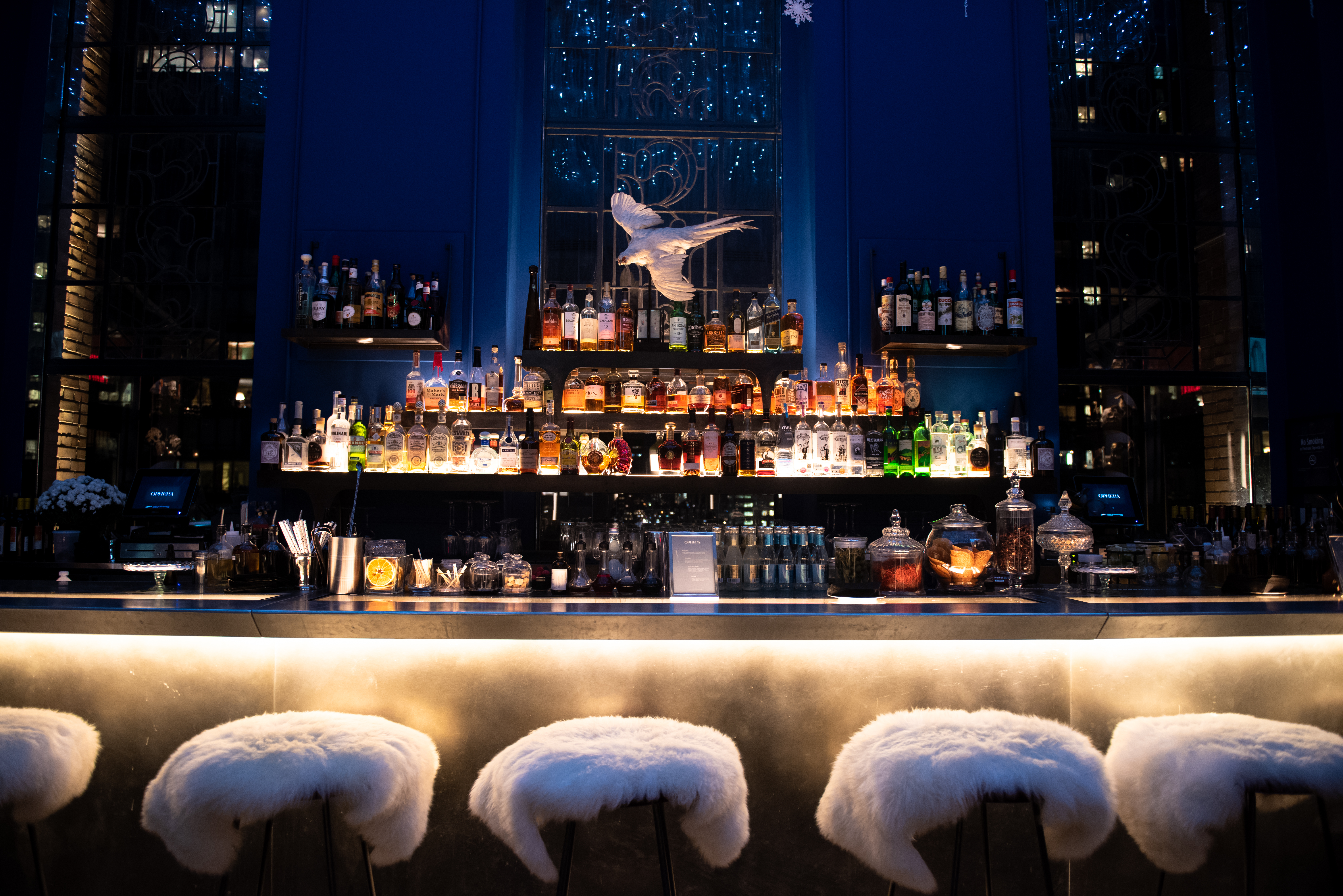 Ophelia Rooftop bar during snow globe event