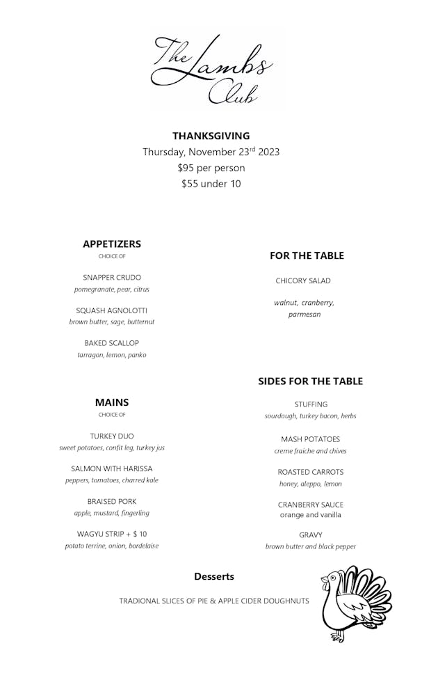 Thanksgiving | Lambs Club | American Restaurant in New York, NY